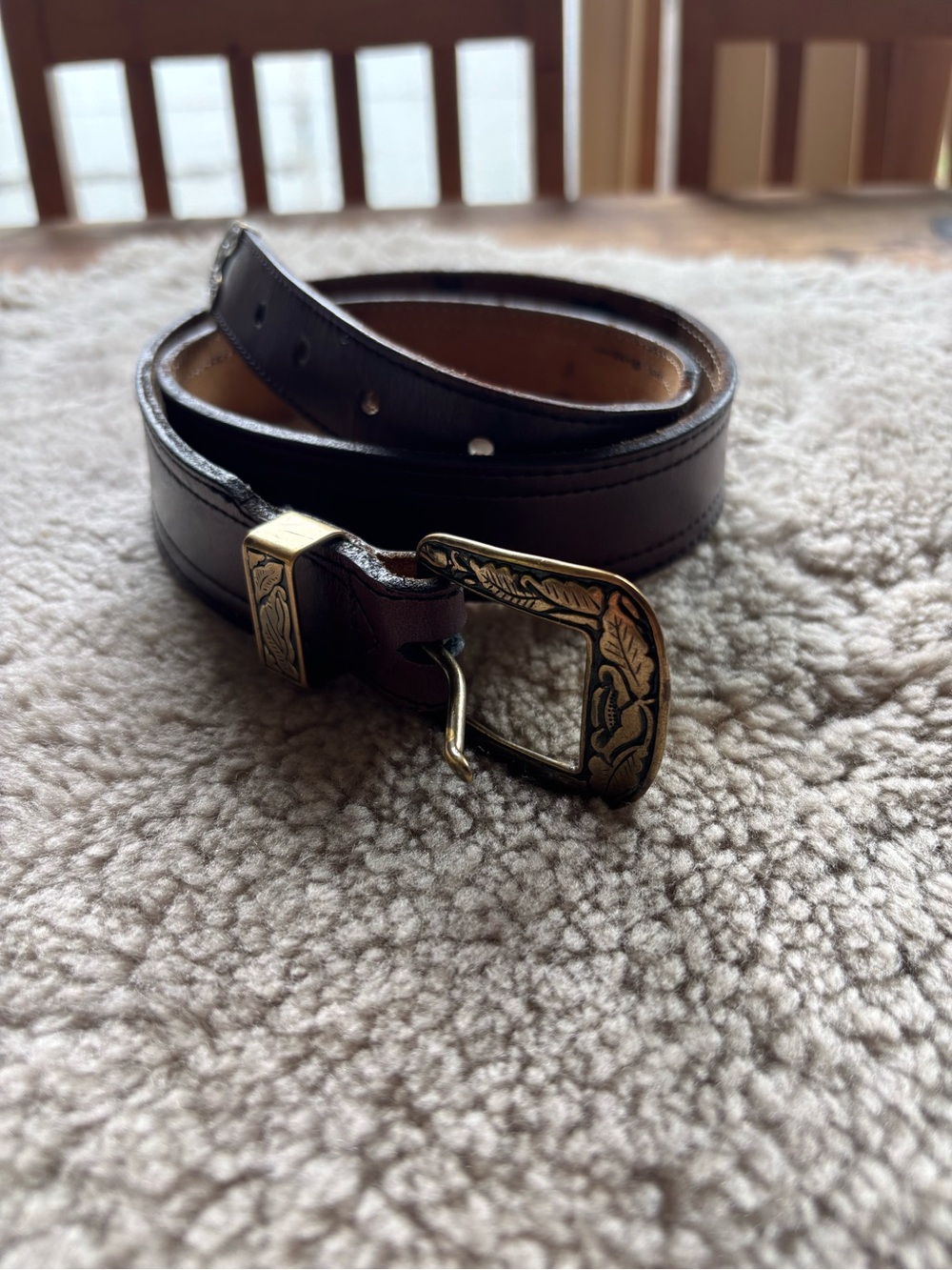 Vintage leather and brass belt